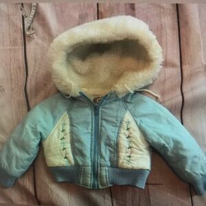 Kids Blue and Cream Hooded Jacket